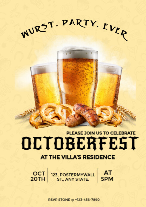 Orange Joyful Octoberfest Party Flyer A4 Template | PosterMyWall