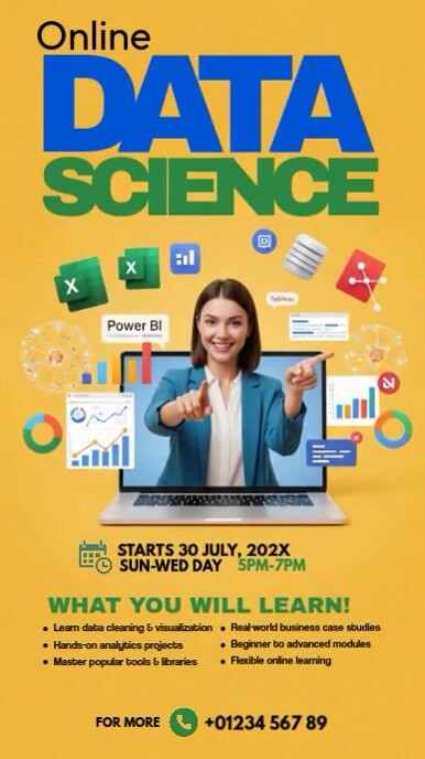 Orange Joyful Online Data Science Class, Instagram Reel Template ...