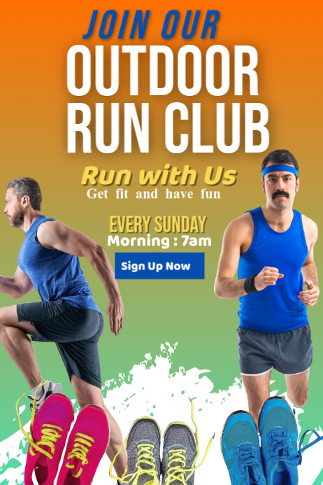 Orange Joyful Outdoor Run Club Poster เทมเพลต | PosterMyWall