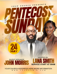 Orange Joyful Pentecost Sunday Event Flyer Folder (US Letter) template