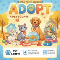 Orange Joyful Pet Adoption Instagram Post Instagram-Beitrag template