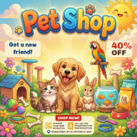 Orange Joyful Pet Adoption Promotion Instagram Post template