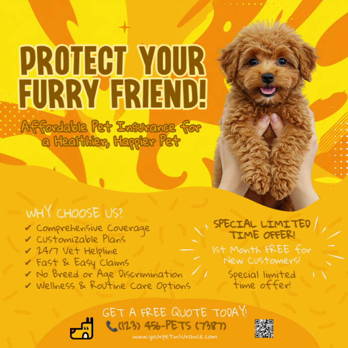 Orange Joyful Pet Insurance Instagram Post template