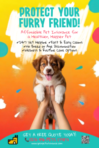 Orange Joyful Pet Insurance Poster template