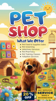 Orange Joyful Pet Shop Services Instagram Story template