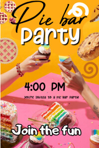 Orange Joyful Pie Bar Party Poster template