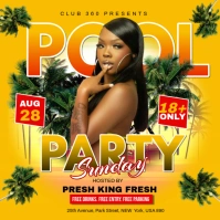 Orange Joyful Pool Party Square (1:1) template