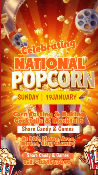Popcorn Festival Facebook Story Template | PosterMyWall