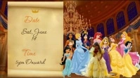 Orange Joyful Princess Theme Birthday Invite งานแสดงผลงานแบบดิจิทัล (16:9) template