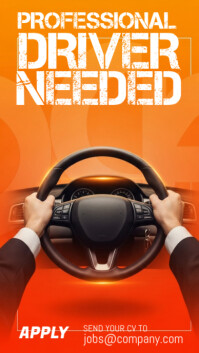 Orange Joyful Professional Driver Needed  Instagram Story template