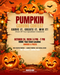 橙色 Pumpkin Carving Contest Instagram Portrait Template