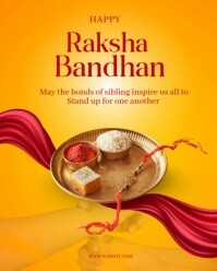 Orange Joyful Raksha Bandhan  Instagram Portrait template