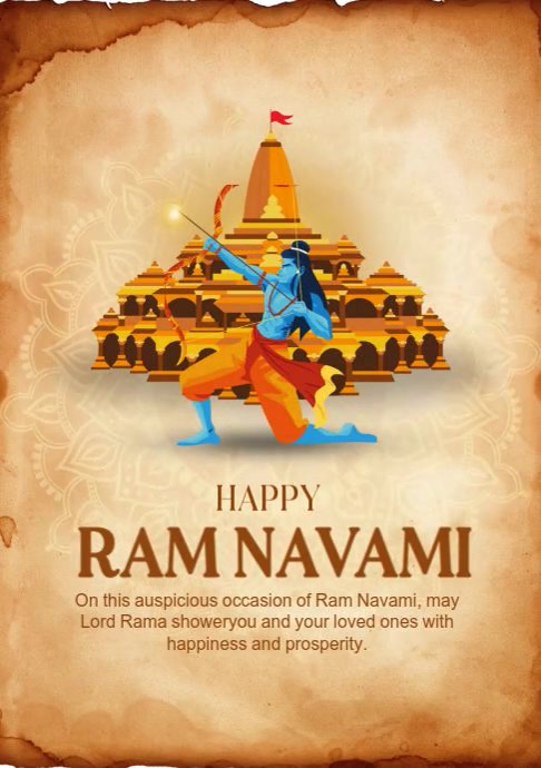 Orange Joyful Ram Navami  A4 template