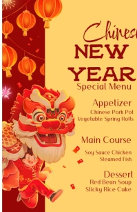 Orange Joyful Red And Yellow Festive Chinese New Year Menu Tabloid template