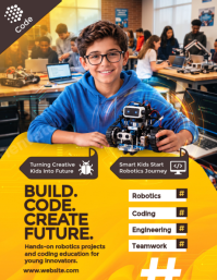 Orange Robotics Education for Kids 传单(美国信函) Template