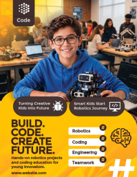 Коричневый Robotics Education for Kids Flyer Template