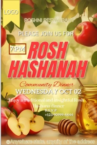 Orange Joyful Rosh Hashana Day Pinterest Graphic template