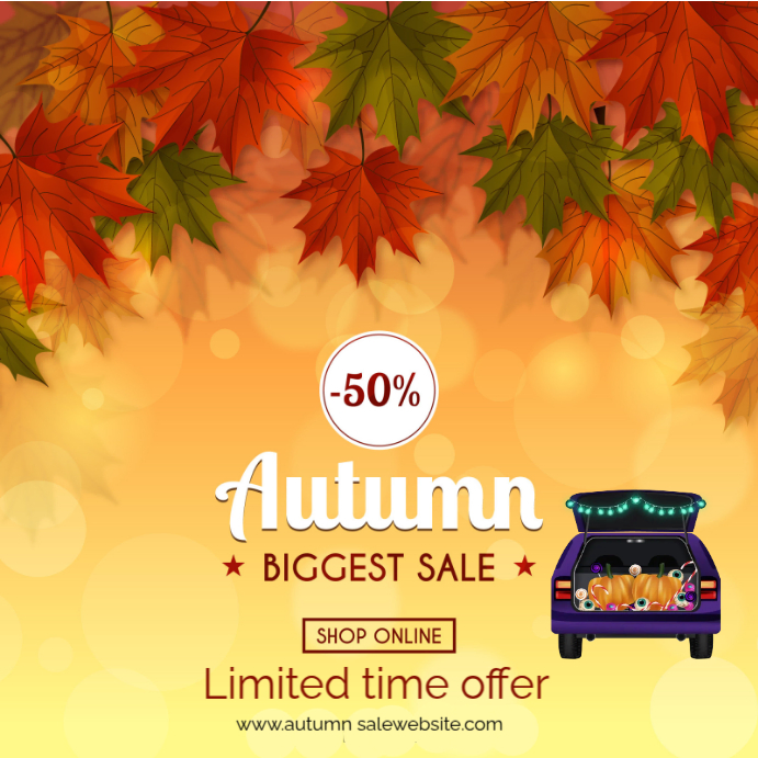 Orange Joyful Sale , Autumn Biggest Sale Instagram Post Template ...
