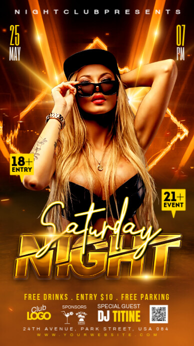 Orange Joyful Saturday Night Party Instagram Story template
