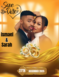Orange Joyful Save The Date Flyer Design  Flyer (us Letter) template
