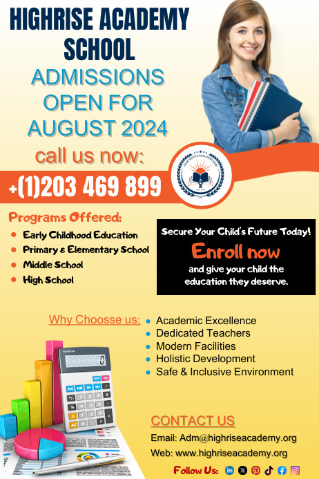 Orange Joyful School Admission Ad Poster Cartaz template