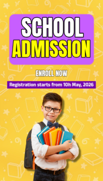 Orange joyful school admission business card Template | PosterMyWall