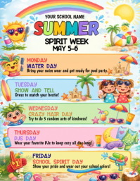 Orange Joyful School Spirit Week Flyer template
