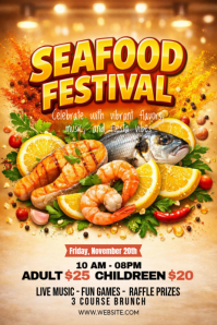 Orange Joyful Seafood Festival Pinterest Graphic template