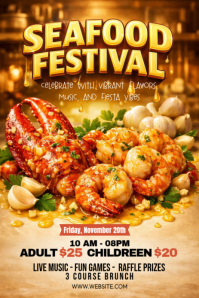 Orange Joyful Seafood Festival Pinterest Graphic template