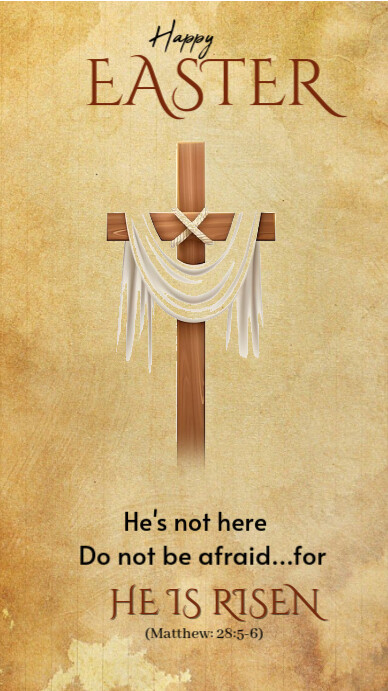 Orange Joyful Simple Easter He's Risen Greeting Card Instagram Story template
