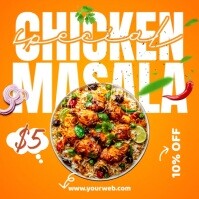 Orange Joyful Special Chicken Masala Instagram Post template