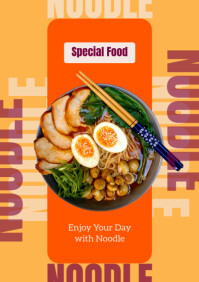 Orange Joyful Special Food Noodle A4 template