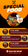 Orange Joyful Special Food Roll Up Banner 3' × 6' template
