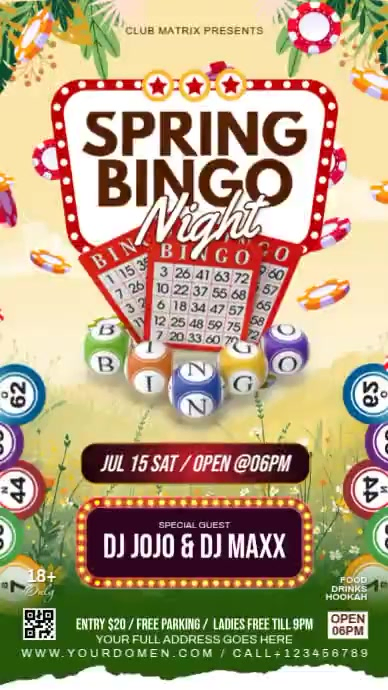 Copy of Orange Joyful Spring Bingo Night Instagram Story Video ...