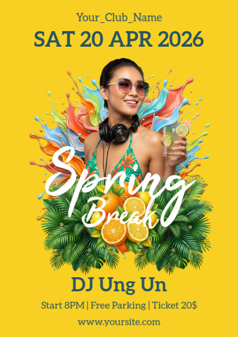 Plantilla de Orange Joyful Spring Break Party A4 | PosterMyWall