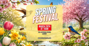 Orange Joyful Spring Festival Facebook Shared Image template