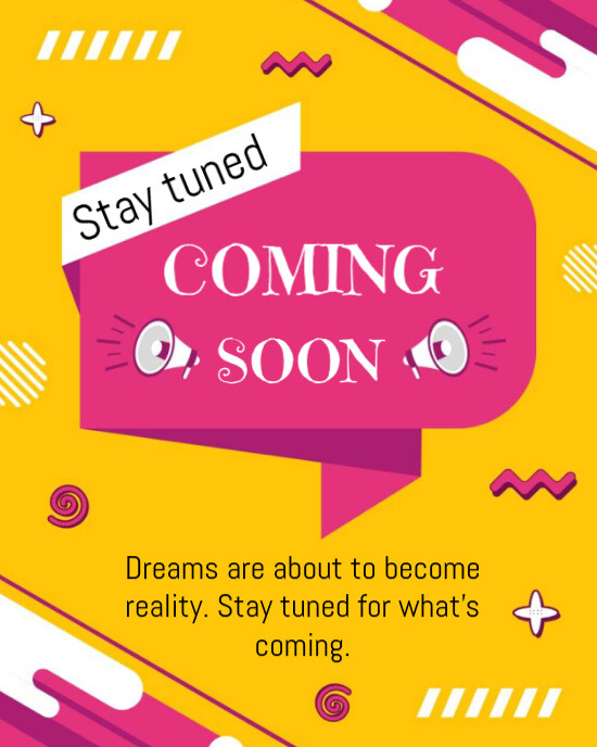 Orange Joyful Stay Tuned Coming Soon  Instagram Portrait template