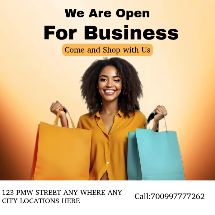 Orange Joyful Store Opening Announcement Instagram Post Template ...