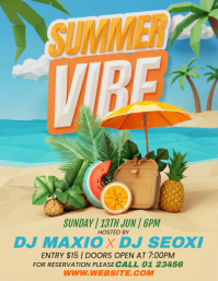 Orange Joyful Summer Beach Party Flyer Folder (US Letter) template