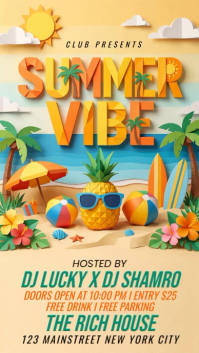 Orange Joyful Summer Beach Party Instagram Story Video template