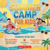 Orange Joyful Summer Camp for Kids Instagram Post Instagram-Beitrag template