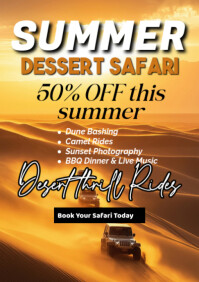 Orange Joyful Summer Dessert Safari  A2 template