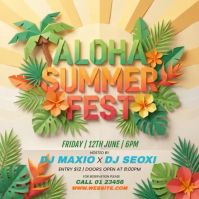 Orange Joyful Summer Music Festival Square Video Kvadrat (1:1) template