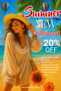 Orange Joyful Summer New Collection Poster template