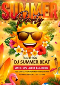 Orange Joyful Summer Party A6 Video template