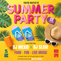 Orange Joyful Summer Party Square Video Quadrat (1:1) template