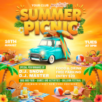 Orange Joyful Summer Picnic Event Instagram Post Instagram-opslag template