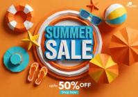 Orange Joyful Summer Sale Postcard Video Postal template