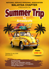 Orange Joyful Summer Trip A4 template