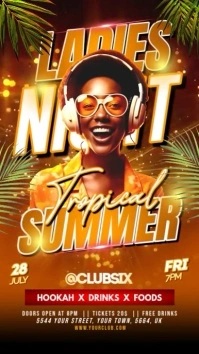 Orange Joyful Summer Tropical Party Video Flyer Instagram Story Instagram-Story template